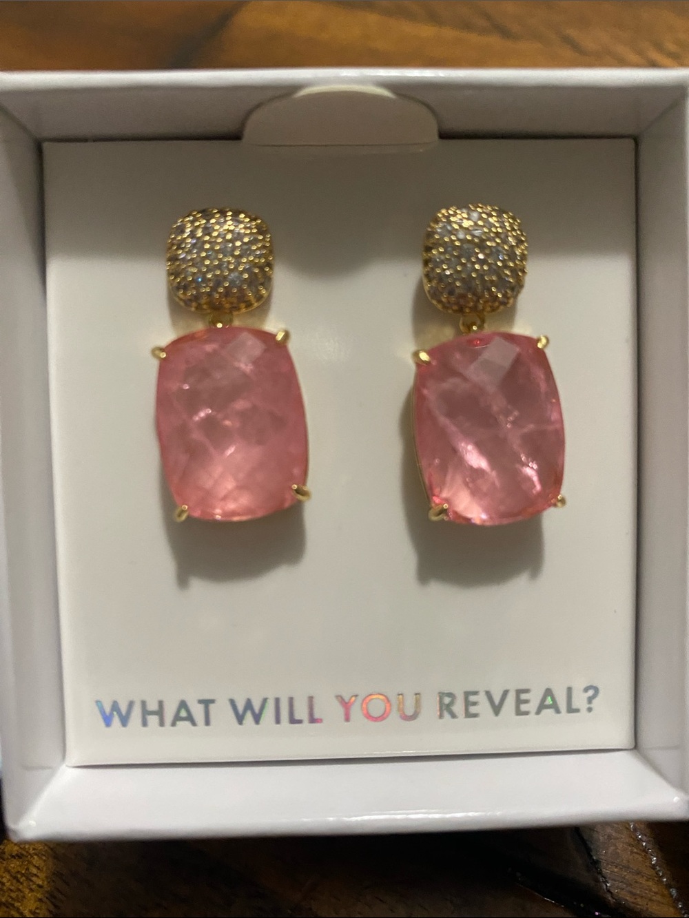 Bomb Party Mental Health Earrings - Rose Quartz  to Dark Rubellite - Gold